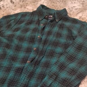 Chaps Green and Black Plaid Men's Shirt